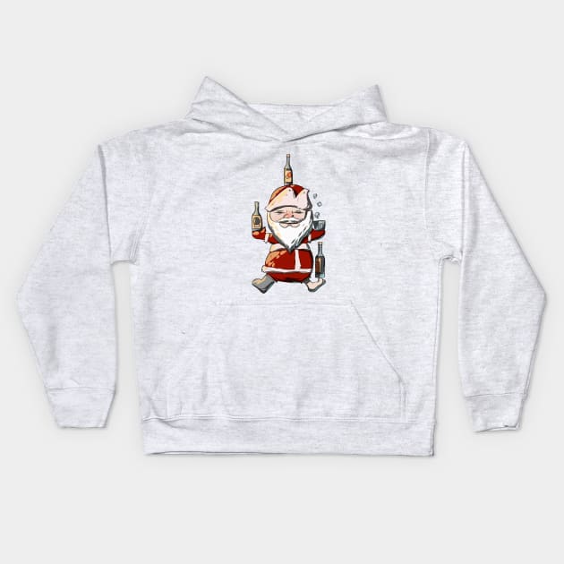 Drunk Santa Clous Kids Hoodie by Kotolevskiy